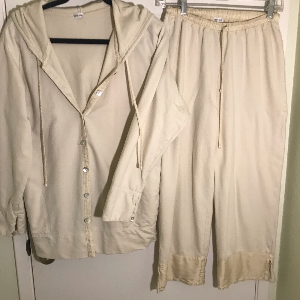 Crop Pant and Button down w/hood shirt